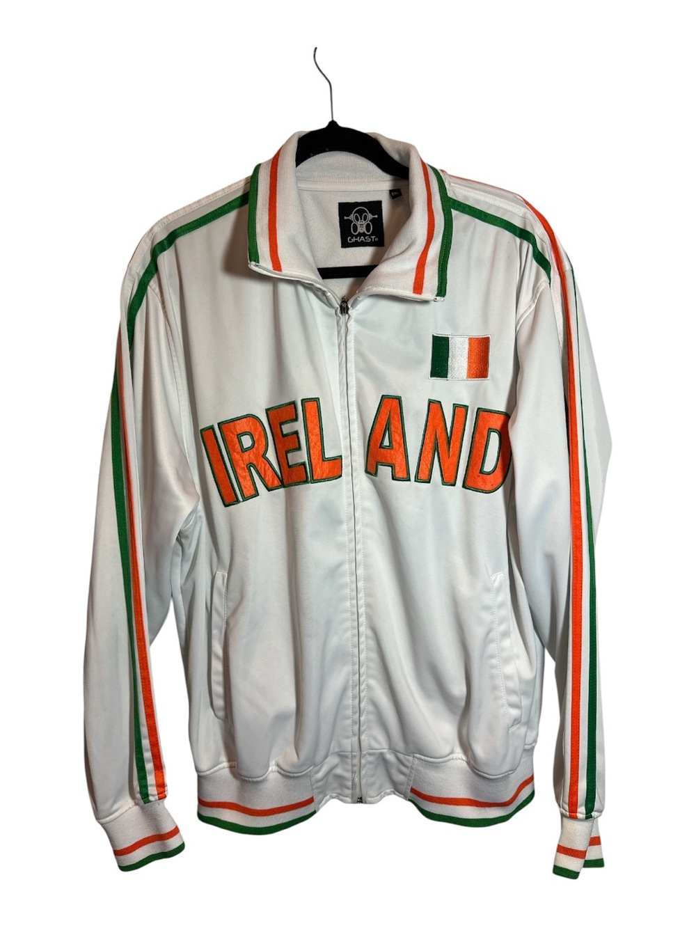 Vintage Ghast Brand 90s Ireland Track Jacket Men’s Size 2XL White Full Zip